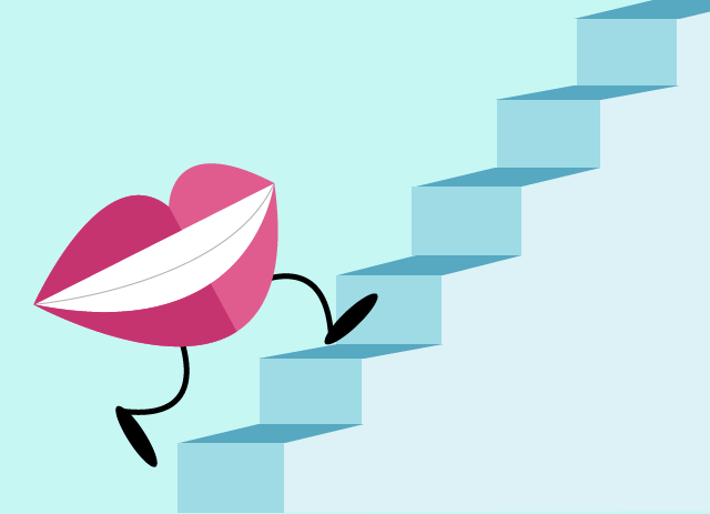 Ilustración de una sonrisa subiendo una escalera