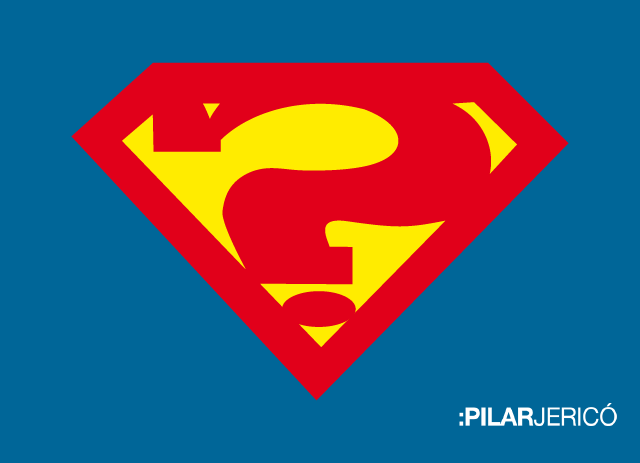 Ilustración del logo de supermán con un interrogación en vez de una "S"