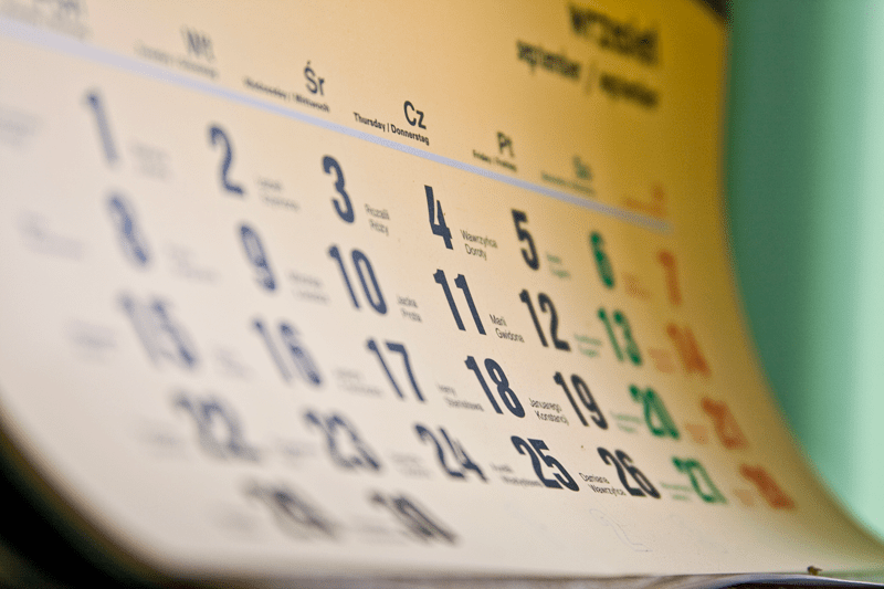 Fotografía de un calendario de pared